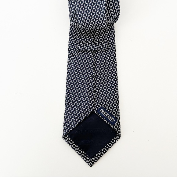 Lands' End Black Silk Tie USA Made Hand-Sewn Striped Preppy Ivy League Classic - Picture 3 of 7
